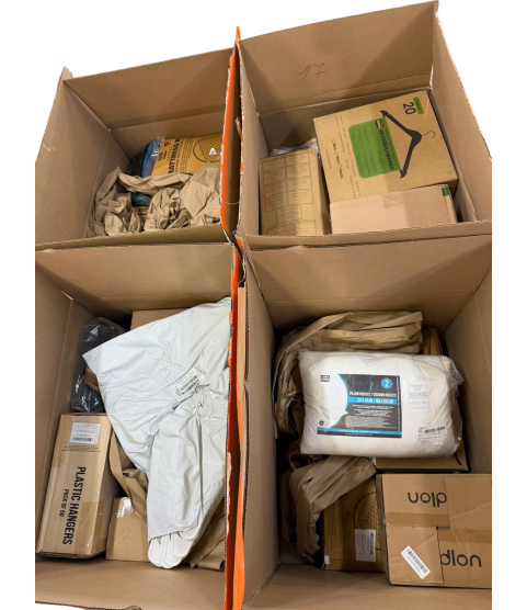 Truckload 12 Pallets - Wholesale Amazon Liquidation - Pillows, Comforters, Bedsheets, Towels, Hangers & More, General Merchandise - Condition: Customer returns - Unsorted
